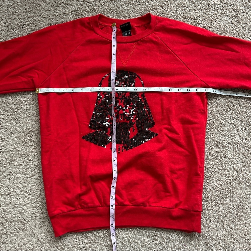Star Wars Darth Vader Black Sequin Red Crewneck Sweater Size Medium - Picture 7 of 8